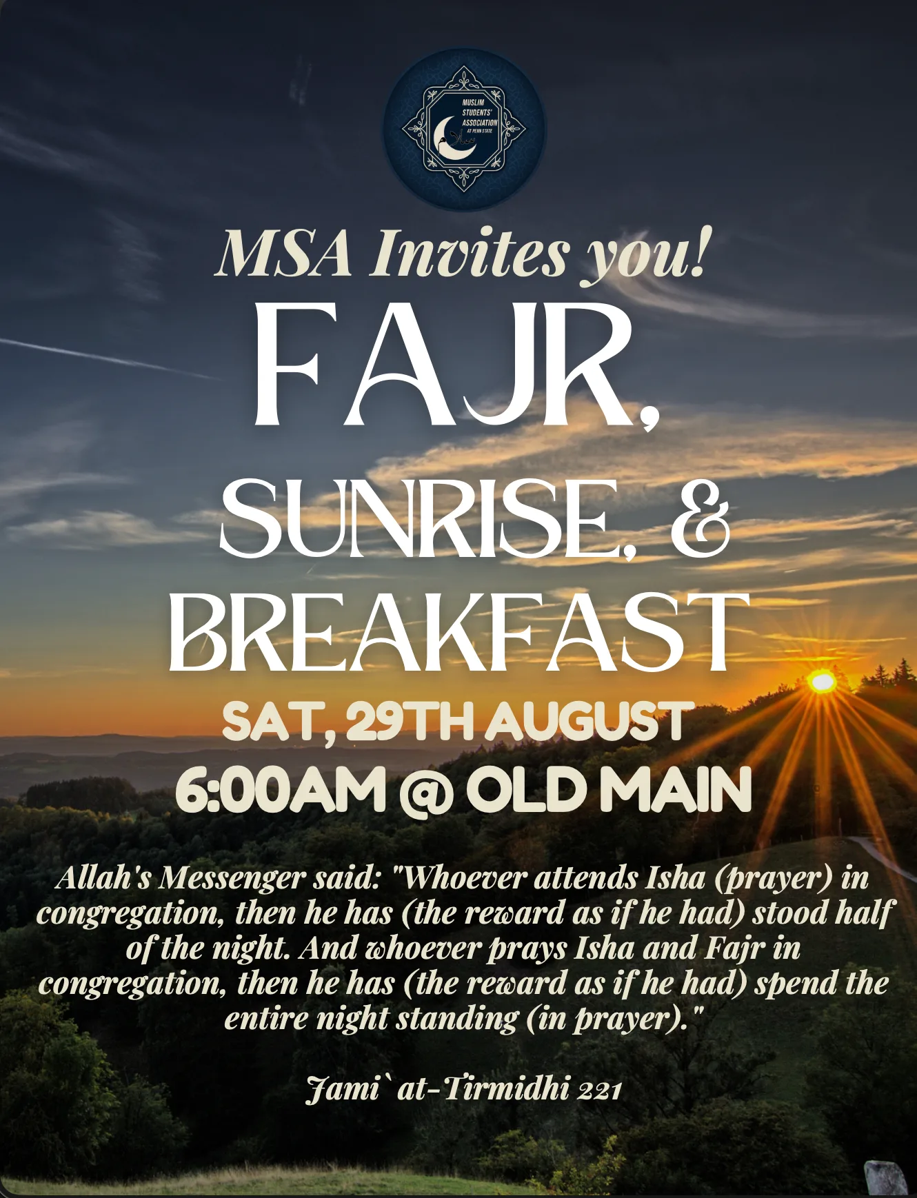 Fajr & Sunrise, Fall 2026